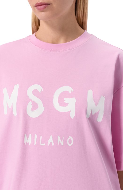 Хлопковое платье MSGM 4041MDA510/267002 Розовый  4041MDA510/267002 Фото 5