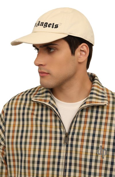 Хлопковая бейсболка PALM ANGELS бежевого цвета по цене 16400 руб., арт. PMLB104F24FAB003, фото 2 Хлопковая бейсболка PALM ANGELS, арт. PMLB104F24FAB003, фото 2