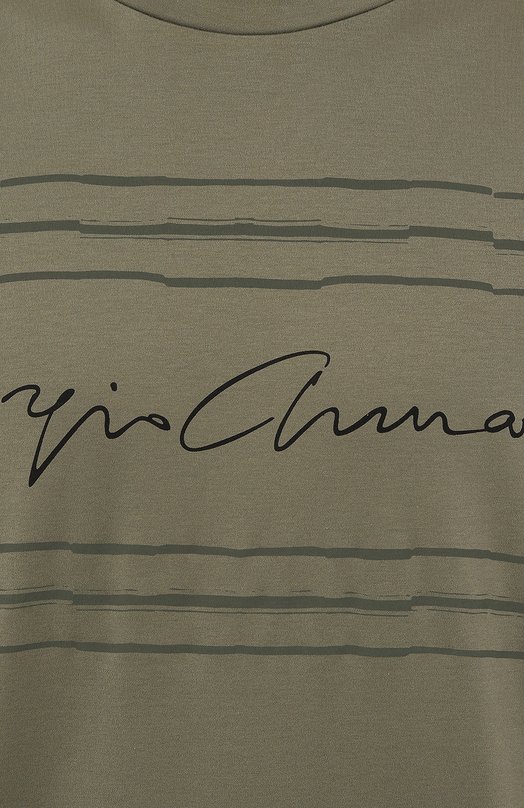 Хлопковая футболка Giorgio Armani GM000159/TE10333 Хаки  GM000159/TE10333 Фото 5