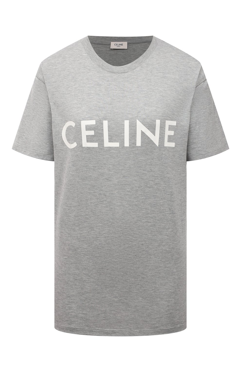 Хлопковая футболка CELINE светло-серого цвета по цене 46100 руб., арт. 2X764501F, фото 1 Хлопковая футболка CELINE, арт. 2X764501F, фото 1