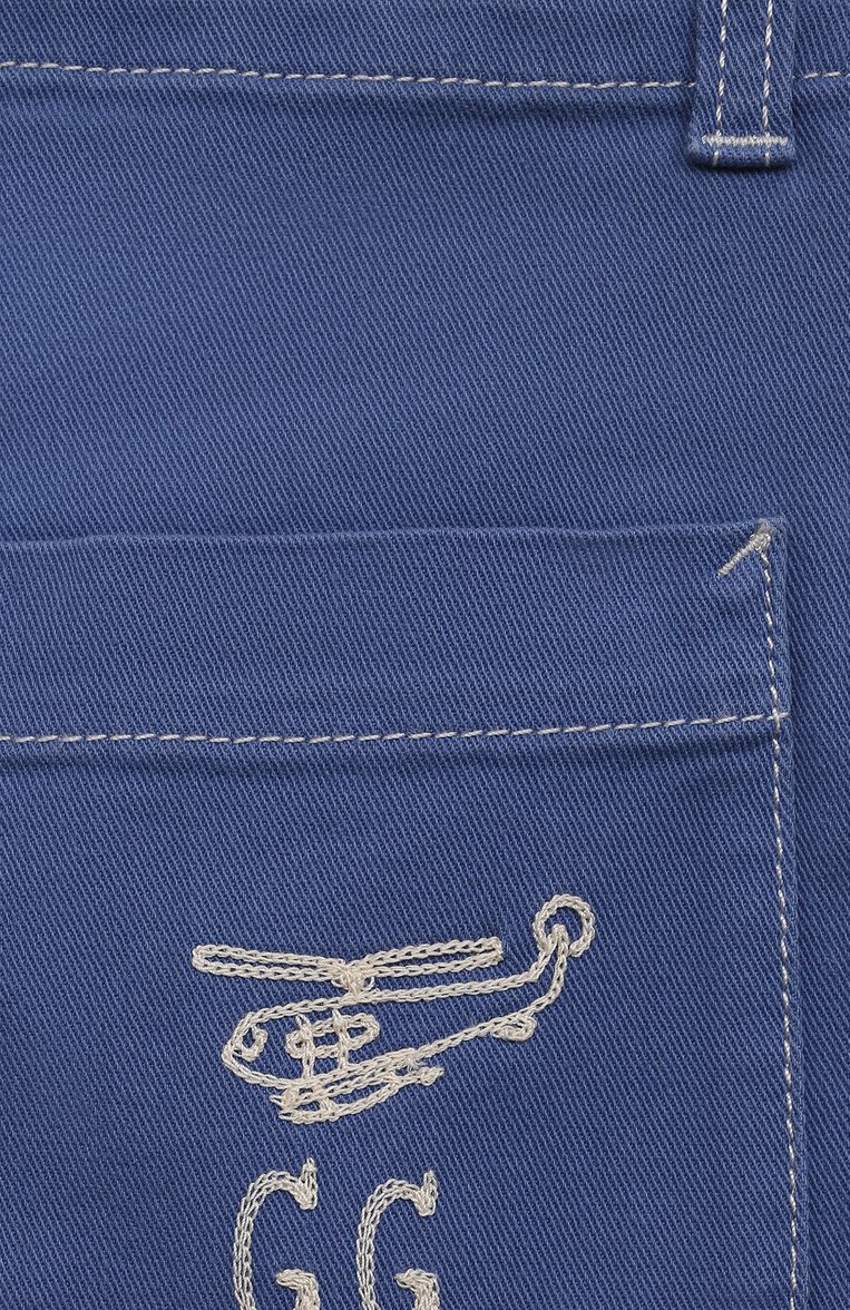 Детские хлопковые шорты GUCCI синего цвета, арт. 611656 XDAZM | Фото 3 (Случай: Повседневный; Материал сплава: Проставлено; Нос: Не проставлено; Материал внешний: Хлопок)