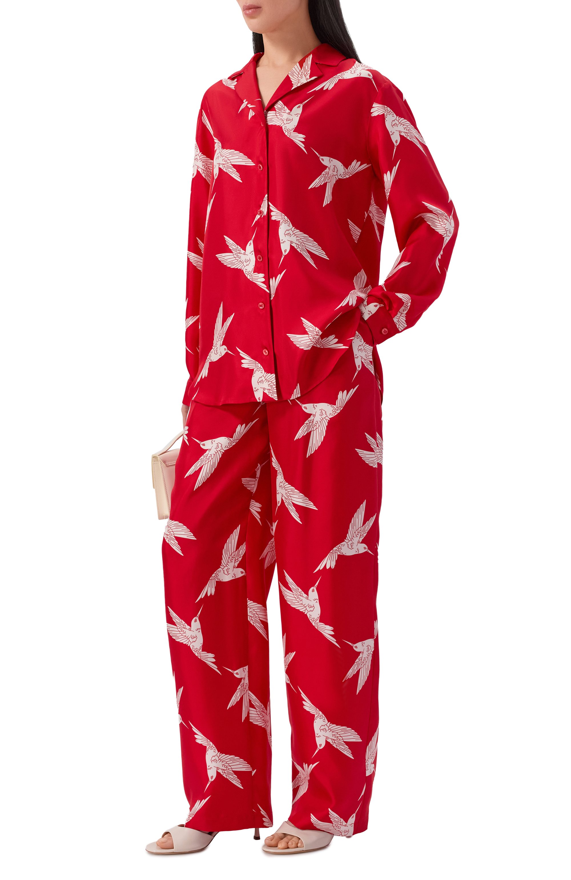 Шелковая блузка OLOLOL красного цвета по цене 49000 руб., арт. OLBL071/6010.COLIBRI600, фото 2 Шелковая блузка OLOLOL, арт. OLBL071/6010.COLIBRI600, фото 2