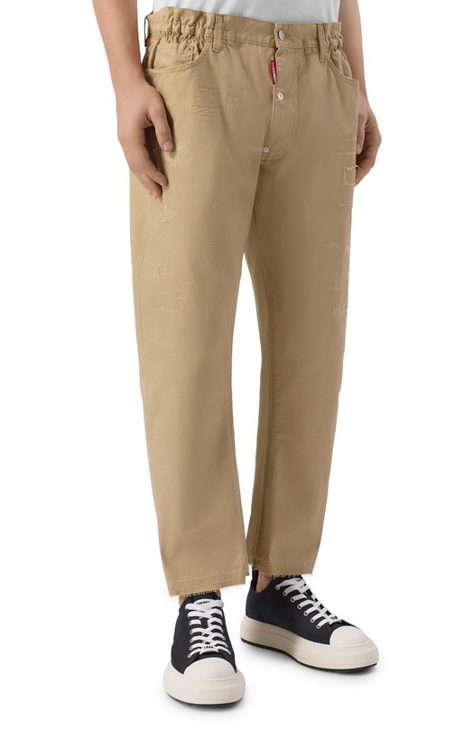 Хлопковые брюки Dsquared2 S74KB1112/S41794 Бежевый  S74KB1112/S41794 Фото 3