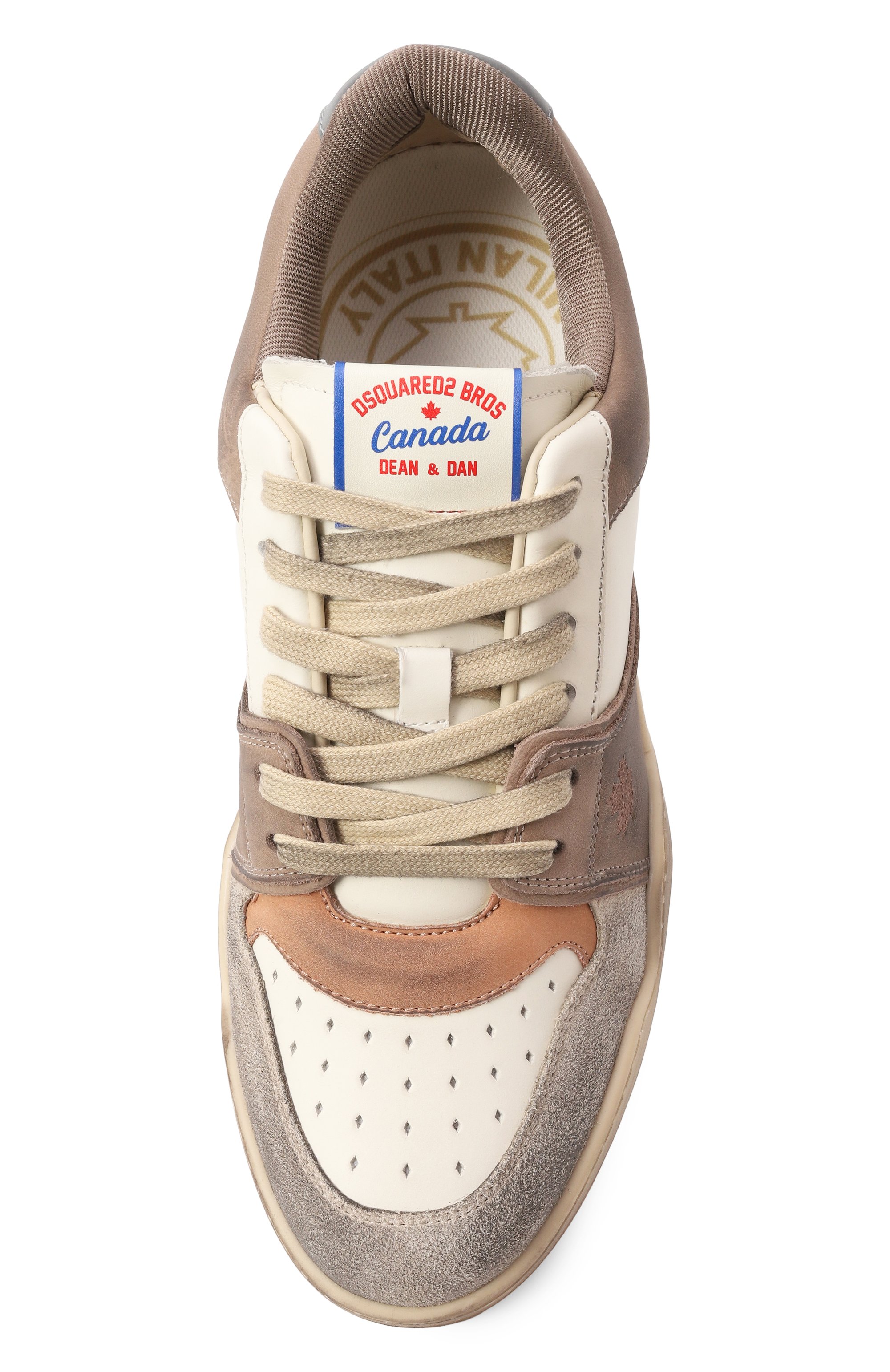 Кожаные кеды spiker DSQUARED2 светло-коричневого цвета по цене 59000 руб., арт. SNM0315/09708189, фото 6 Кожаные кеды spiker DSQUARED2, арт. SNM0315/09708189, фото 6