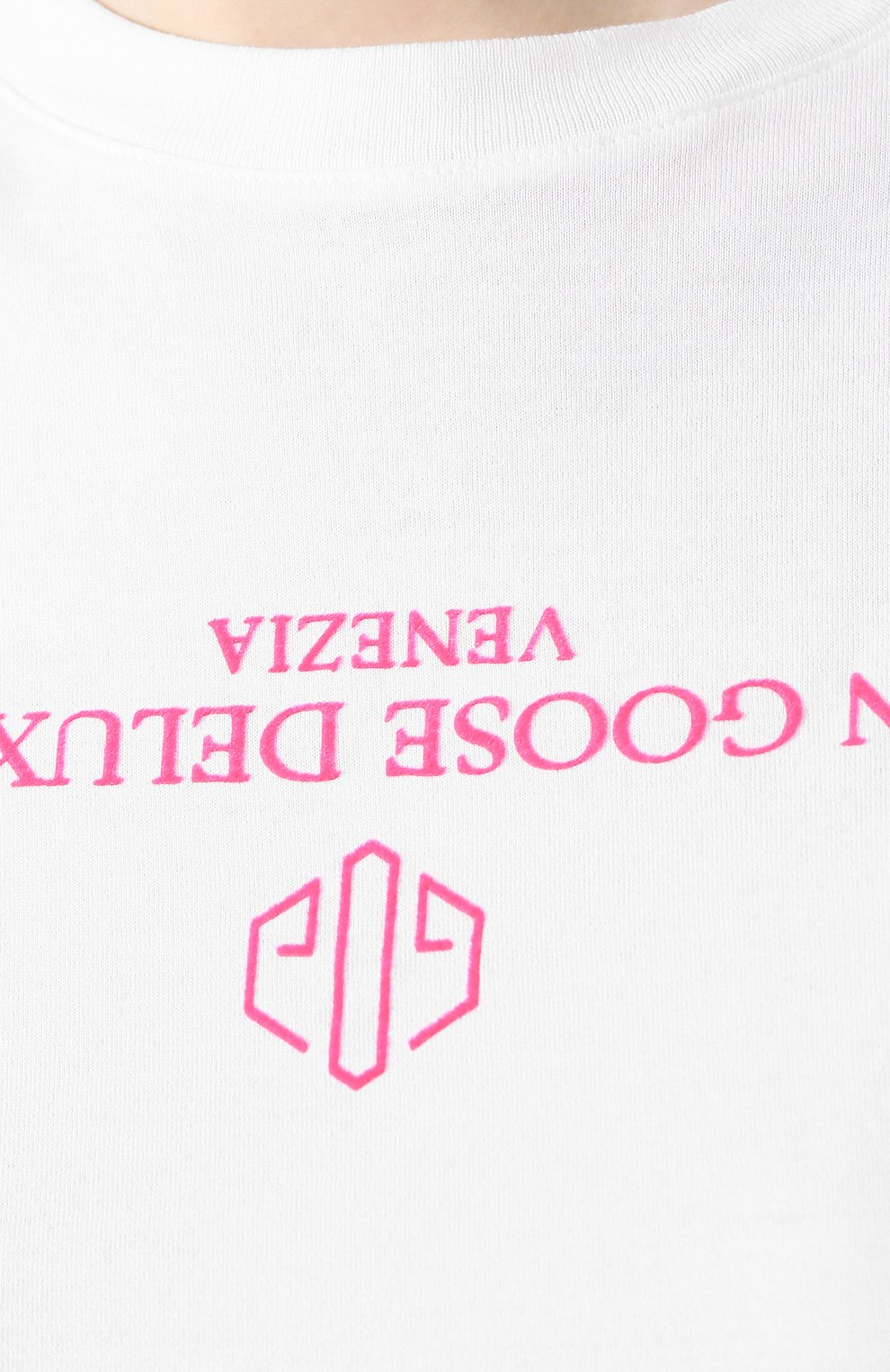 Хлопковая футболка GOLDEN GOOSE DELUXE BRAND белого цвета по цене 11900 руб., арт. G34WP024.A3, фото 5 Хлопковая футболка GOLDEN GOOSE DELUXE BRAND, арт. G34WP024.A3, фото 5