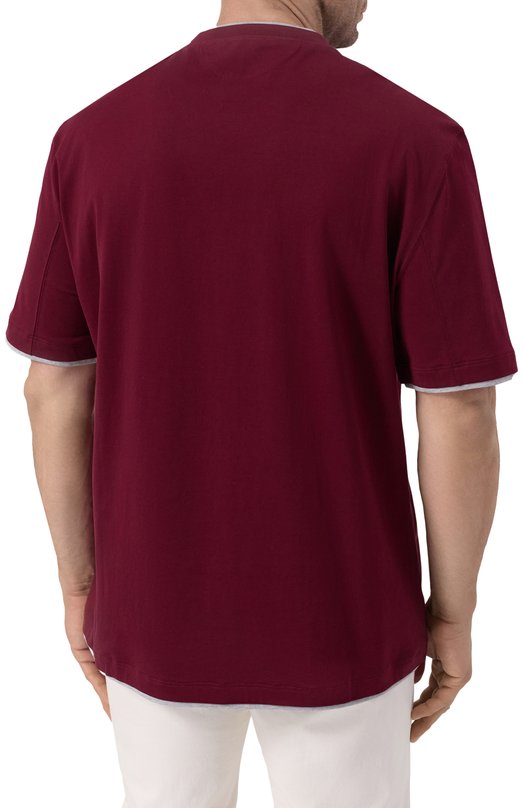 Хлопковая футболка Brunello Cucinelli M0B137427W Бордовый  M0B137427W Фото 4
