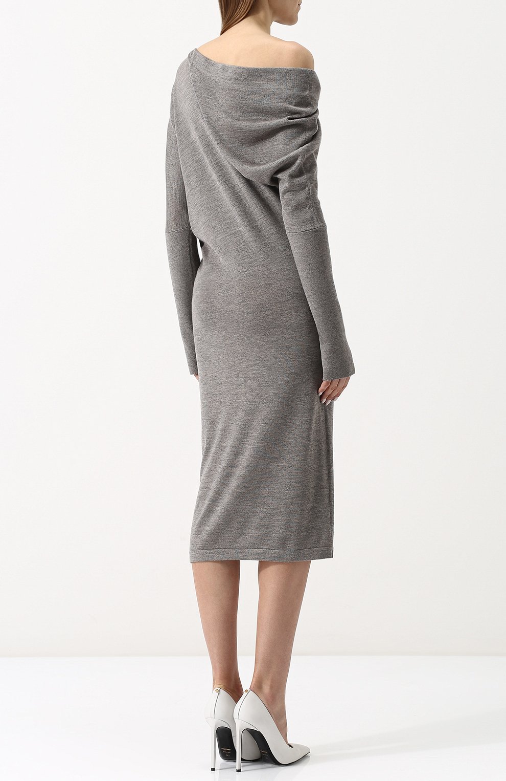 Кашемировое платье-миди с открытым плечом TOM FORD, арт. ACK145-YAX087, фото 4