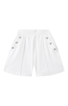 Детские хлопковые шорты BALMAIN белого цвета, арт. BW6A39 | Фото 1 (Материал сплава: Проставлено; Нос: Не проставлено; Кросс-КТ: Деним; Случай: Повседневный; Материал внешний: Хлопок; Ростовка одежда: 8 лет | 128 см, 16 лет | 164 см, 12 лет | 152 см, 6 лет | 116 см, 13 - 15 лет | 158 см, 10 - 11 лет | 140 - 146см)