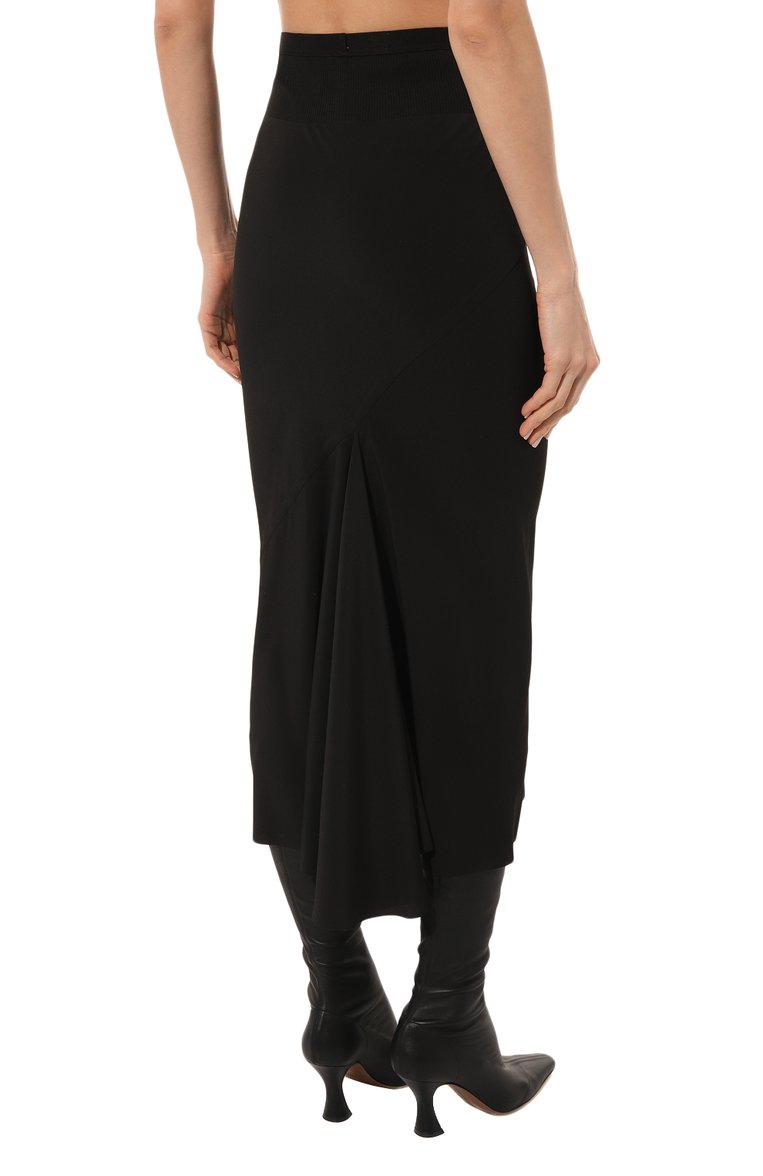 Женская юбка RICK OWENS черного цвета, арт. RP01C5334/CC | Фото 4 (Материал внешний: Шелк, Синтетический материал; Женское Кросс-КТ: Юбка-одежда; Стили: Романтичный; Длина Ж (юбки, платья, шорты): Миди; Региональные ограничения белый список (Axapta Mercury): Не проставлено; Нос: Не проставлено)