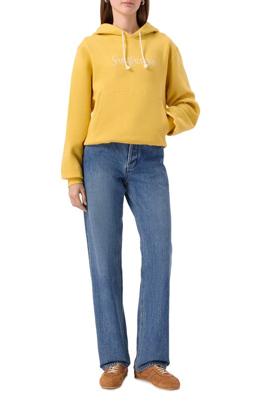 Хлопковое худи Saint Laurent 779611/Y36SW Жёлтый  779611/Y36SW Фото 2