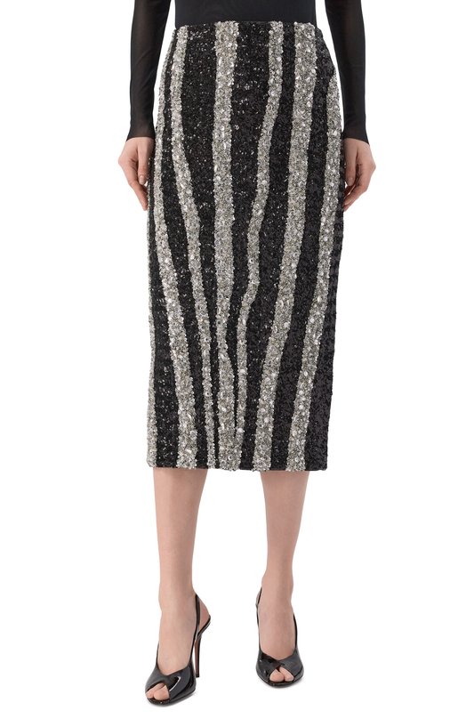 Юбка с отделкой из пайеток Balmain FF0LD520/PD22 Чёрный  FF0LD520/PD22 Фото 3