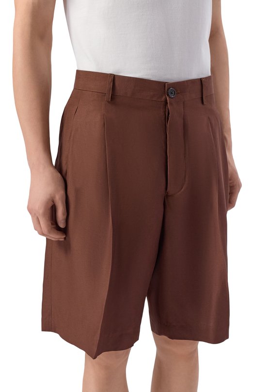 Шорты из вискозы и льна Laneus S6LAMASH090 Коричневый  S6LAMASH090 Фото 3