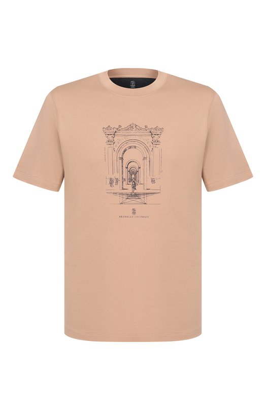 Хлопковая футболка Brunello Cucinelli ML8248521P Бежевый ML8248521P
