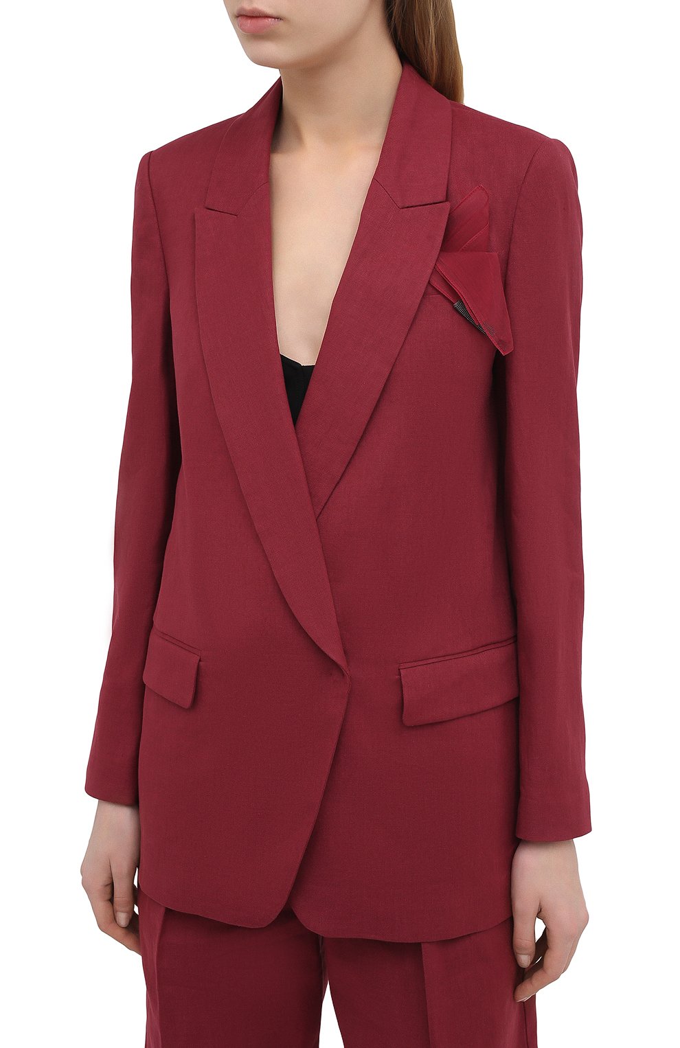 Жакет из хлопка и льна BRUNELLO CUCINELLI бордового цвета по цене 360000 руб., арт. MF5912103, фото 3 Жакет из хлопка и льна BRUNELLO CUCINELLI, арт. MF5912103, фото 3