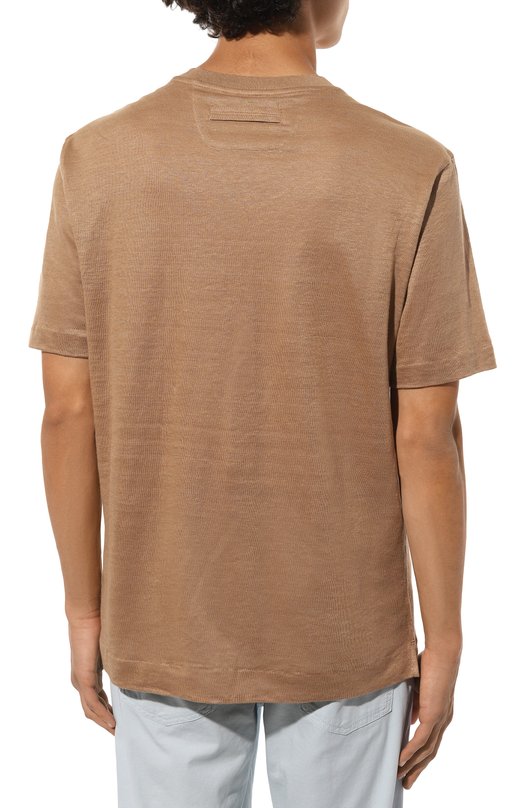 Льняная футболка Zegna UB349A5/B776M03 Коричневый  UB349A5/B776M03 Фото 4