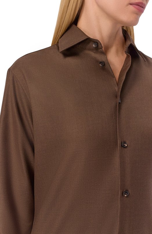 Шерстяная рубашка Loro Piana FAP7674 Коричневый  FAP7674 Фото 5