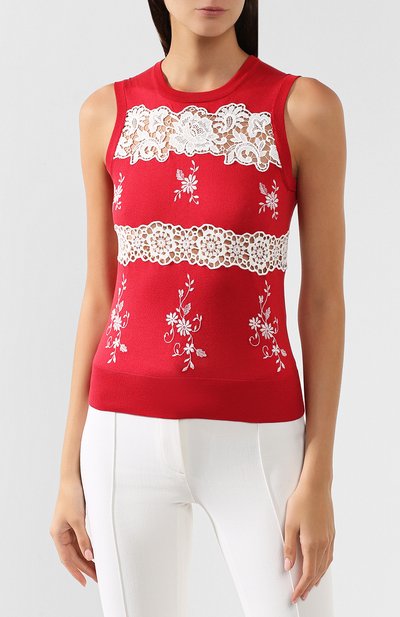 Топ из смеси шелка и хлопка DOLCE & GABBANA красного цвета по цене 199000 руб., арт. FX360T/JASFF, фото 3 Топ из смеси шелка и хлопка DOLCE & GABBANA, арт. FX360T/JASFF, фото 3