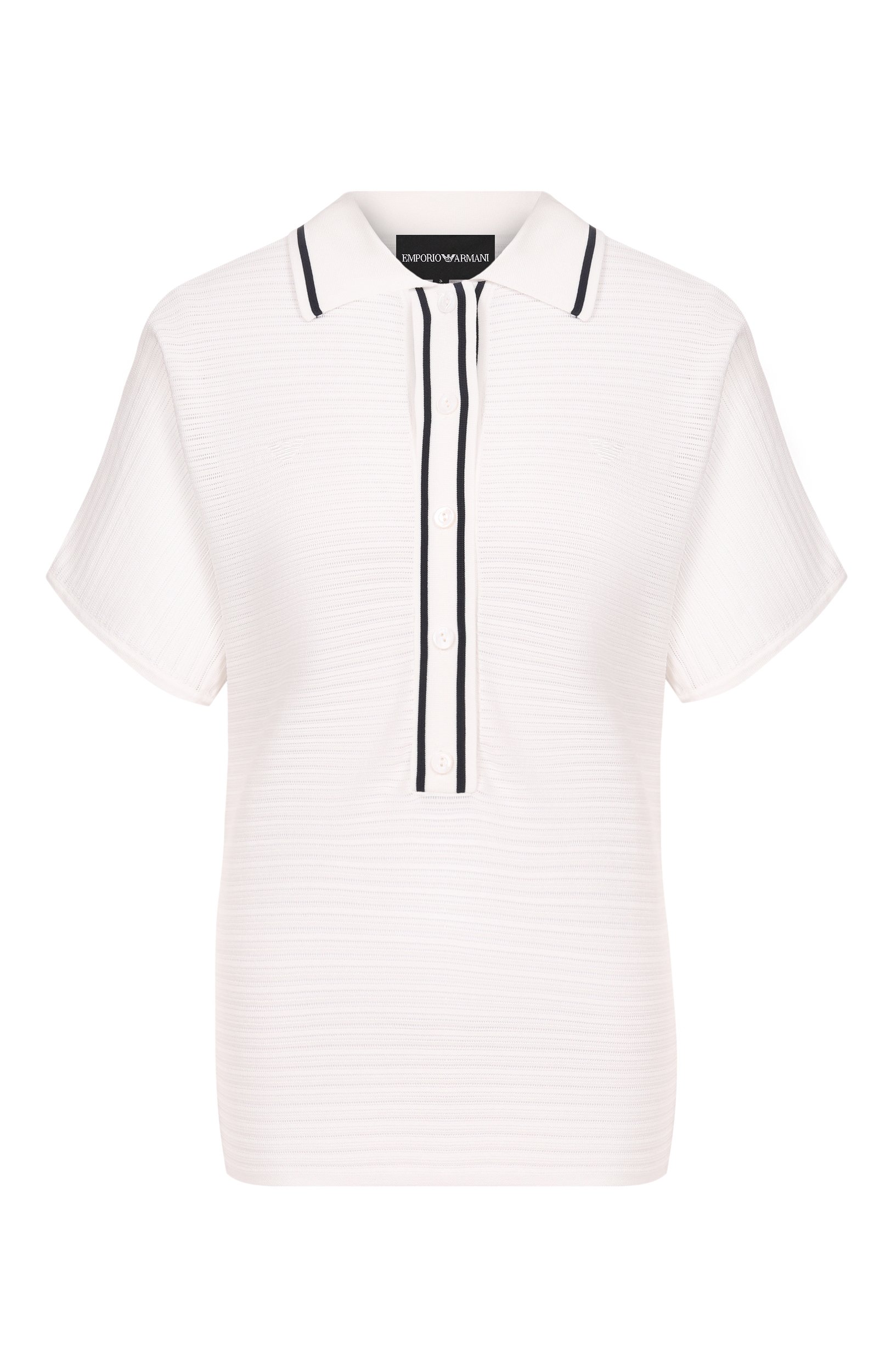 Поло EMPORIO ARMANI белого цвета по цене 45950 руб., арт. EW005142/AF29505, фото 1 Поло EMPORIO ARMANI, арт. EW005142/AF29505, фото 1