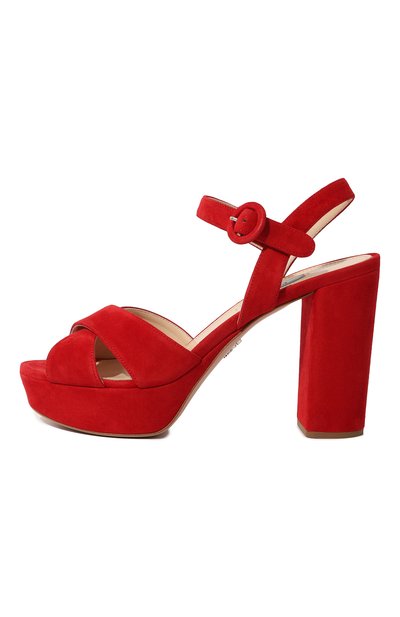 Замшевые босоножки PRADA, арт. 1XP63A-008-F0011-105, фото 4