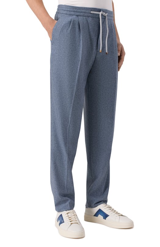 Шерстяные брюки Brunello Cucinelli M038PE1710 Голубой  M038PE1710 Фото 3