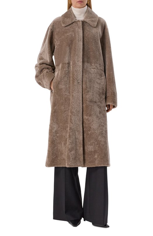 Двусторонняя дубленка из овчины manzoni24 25M1115-S23N/48-50 Бежевый  25M1115-S23N/48-50 Фото 3