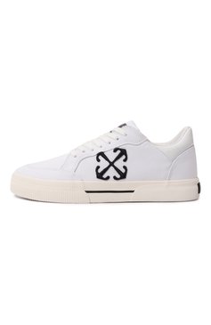 Женские текстильные кеды new low vulcanized OFF-WHITE черно-белого цвета, арт. 0WIA288S24FAB001 | Фото 4 (Материал внешний: Текстиль; Подошва: Платформа; М�атериал внутренний: Натуральная кожа, Текстиль; Материал сплава: Проставлено; Материал утеплителя: Без утеплителя; Драгоценные камни: Проставлено; Стили: Кэжуэл)