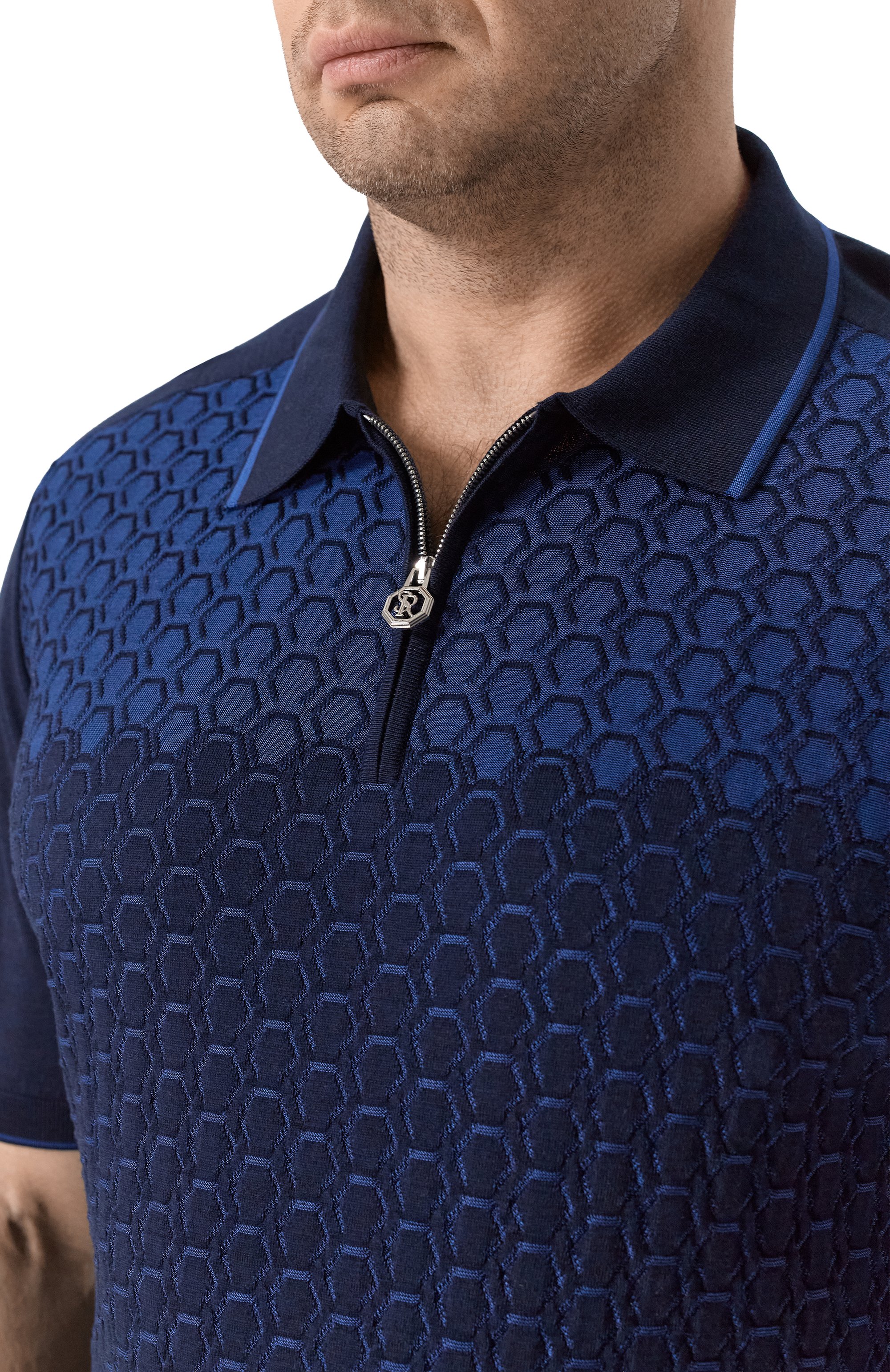 Поло из шелка и хлопка STEFANO RICCI темно-синего цвета по цене 121000 руб., арт. K818109P31/F26175, фото 5 Поло из шелка и хлопка STEFANO RICCI, арт. K818109P31/F26175, фото 5