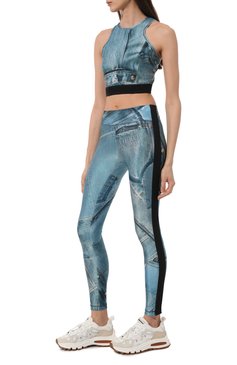 Женские легинсы VERSACE JEANS COUTURE голубого цвета, арт. 76HAC114/JS278 | Фото 2 (Женское Кросс-КТ: Леггинсы-одежда; Длина (брюки, джинсы): Стандартные; Материал внешний: Синтетический материал; Материал сплава: Проставлено; Стили: Спорт-шик; Драгоценные камни: Проставлено)