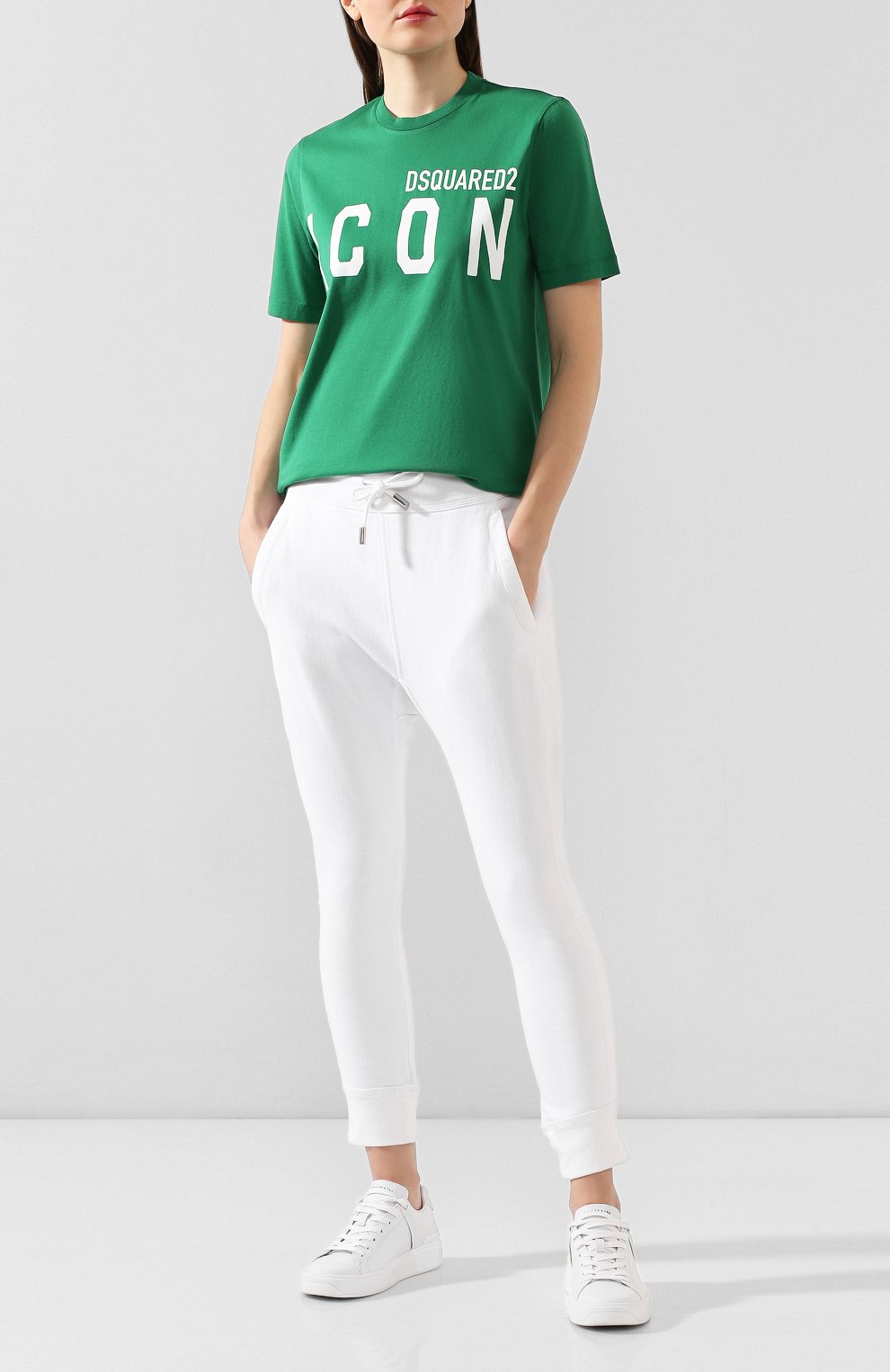 Хлопковые джоггеры DSQUARED2 белого цвета по цене 28300 руб., арт. S75KB0073/S25042, фото 2 Хлопковые джоггеры DSQUARED2, арт. S75KB0073/S25042, фото 2