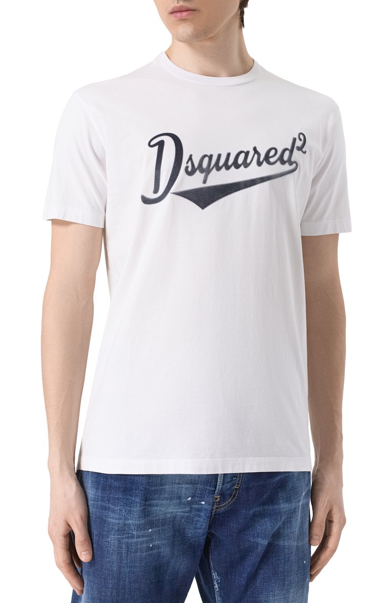 Мужская хлопковая футболка DSQUARED2 белого цвета, арт. S74GD1394/D20020 | Фото 3 (Длина (для топов): Стандартные; Рукава: Короткие; Принт: С принтом; Стили: Кэжуэл; Материал внешний: Хлопок; Мужское Кросс-КТ: Футболка-одежда; Кросс-КТ: Джерси)