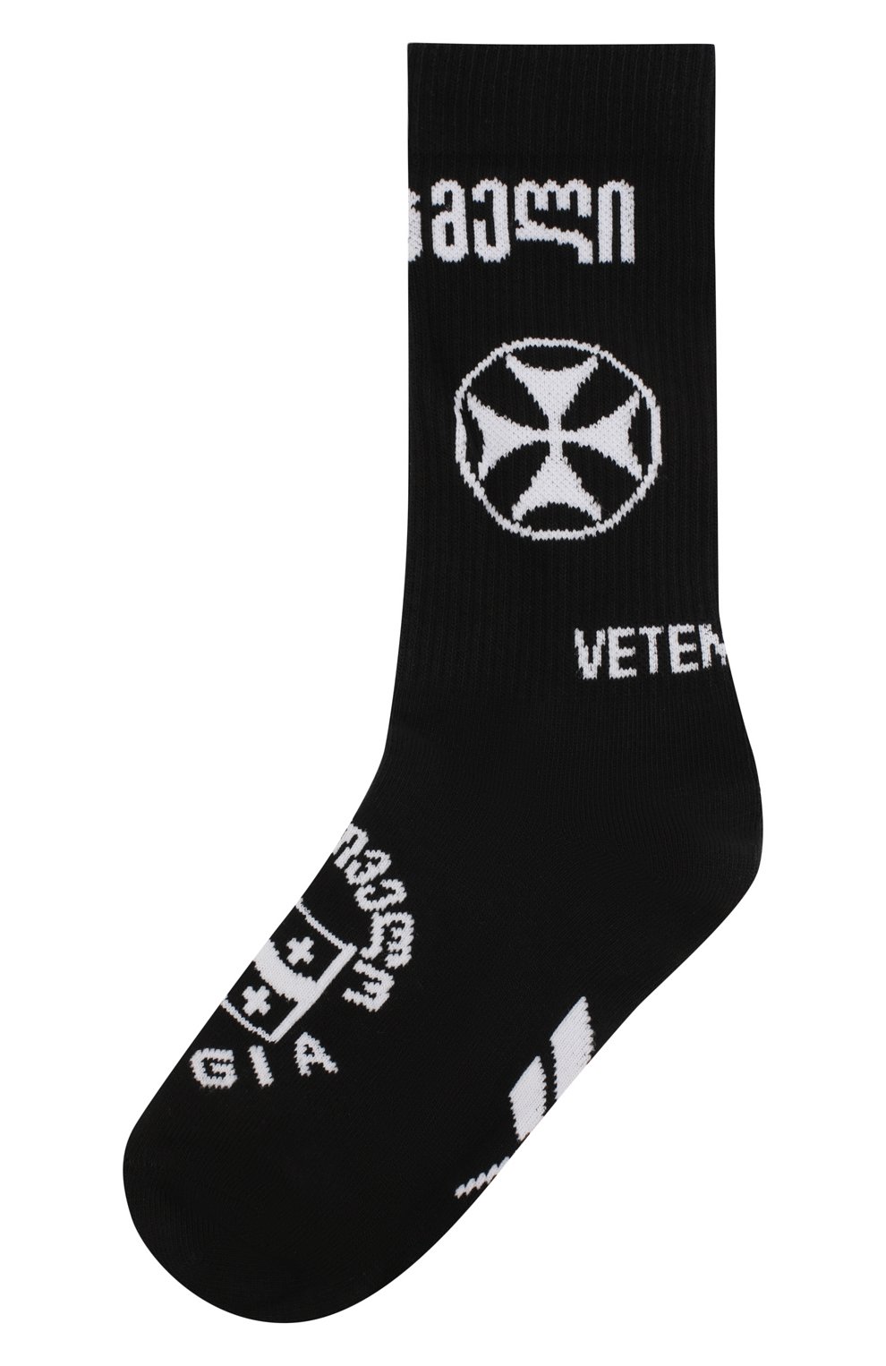Хлопковые носки VETEMENTS черного цвета по цене 7615 руб., арт. USS198045/W, фото 1 Хлопковые носки VETEMENTS, арт. USS198045/W, фото 1