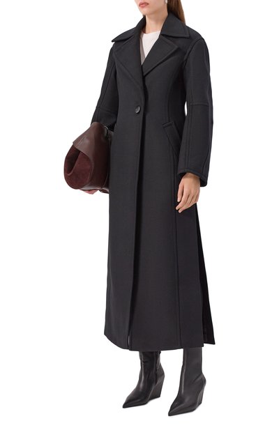 Шерстяное пальто с отделкой из овчины BLUMARINE черного цвета по цене 112000 руб., арт. 2S099W_SET, фото 2 Шерстяное пальто с отделкой из овчины BLUMARINE, арт. 2S099W_SET, фото 2