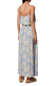 Женское платье из вискозы MIU MIU голубого цвета, арт. MF4048-1YD7-F0076 | Фото 4 (Материал внешний: Вискоза; Стили: Романтичный; Случай: Повседневный; Женское Кросс-КТ: Плать�е-одежда, Сарафаны; Длина Ж (юбки, платья, шорты): Миди; Материал сплава: Проставлено; Драгоценные камни: Проставлено; Рукава: На бретелях)