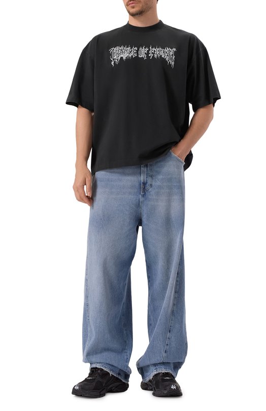 Хлопковая футболка VETEMENTS UCF76TR100B/1000 LIGHT JERSEY Чёрный  UCF76TR100B/1000 LIGHT JERSEY Фото 2