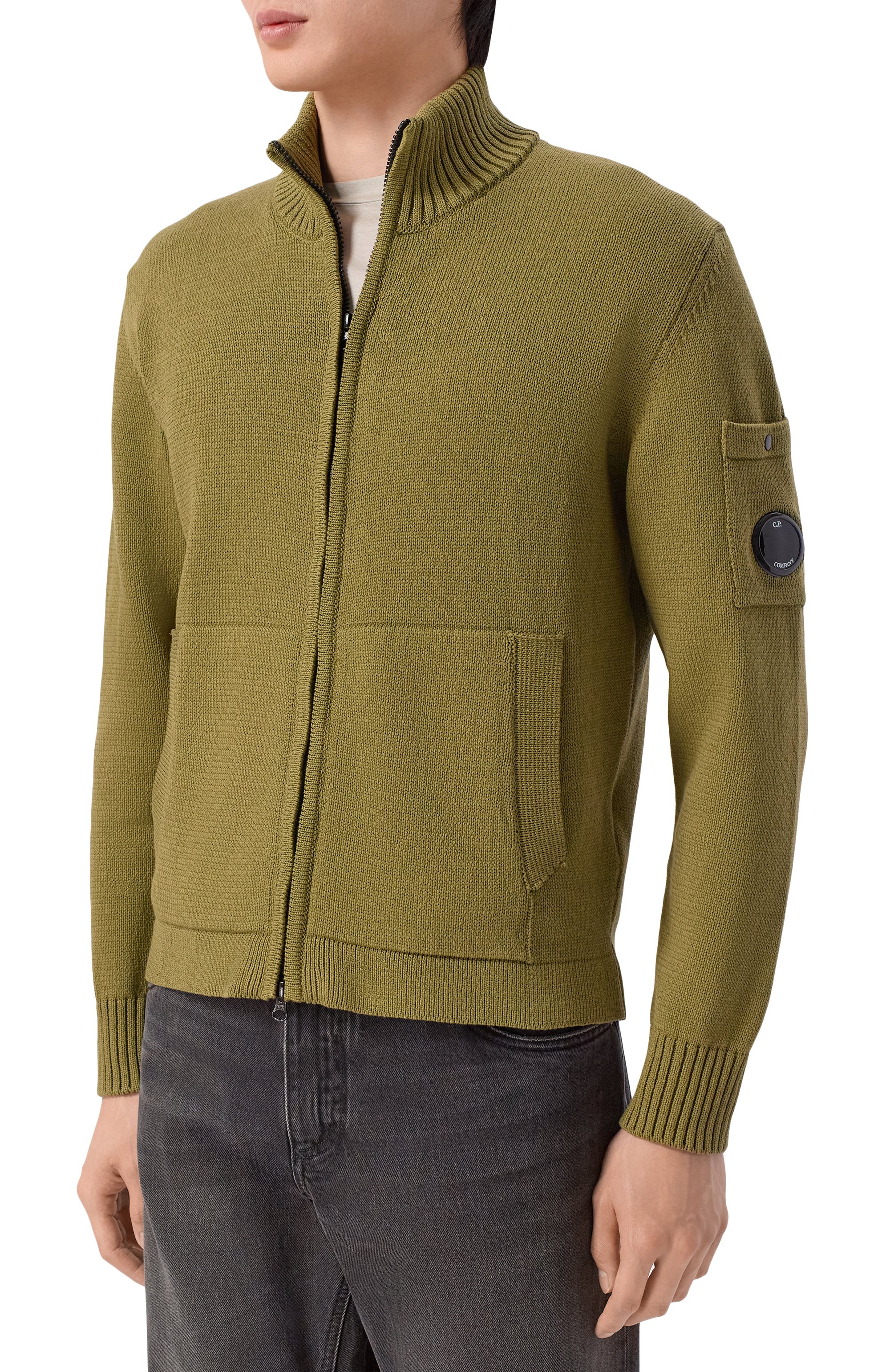Хлопковый кардиган C.P. COMPANY хаки цвета по цене 61800 руб., арт. 20CMKN092A/110058A, фото 3 Хлопковый кардиган C.P. COMPANY, арт. 20CMKN092A/110058A, фото 3