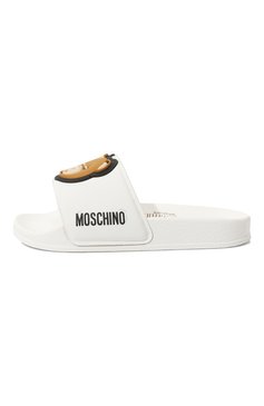 Детские шлепанцы MOSCHINO белого цвета, арт. 77496/28-35 | Фото 2 (Материал сплава: Проставлено; Нос: Не проставлено; Материал внутренний: Текстиль; Материал внешний: Пластик, Резина)