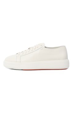 Женские кожаные кеды SANTONI молочного цвета, арт. WBCD60919BARCSQ4 | Фото 4 (Подошва: Платформа; Материал внутренний: Натуральная кожа; Материал сплава: Проставлено; Материал утеплителя: Без утеплителя; Драгоценные камни: Проставлено; Стили: Кэжуэл)