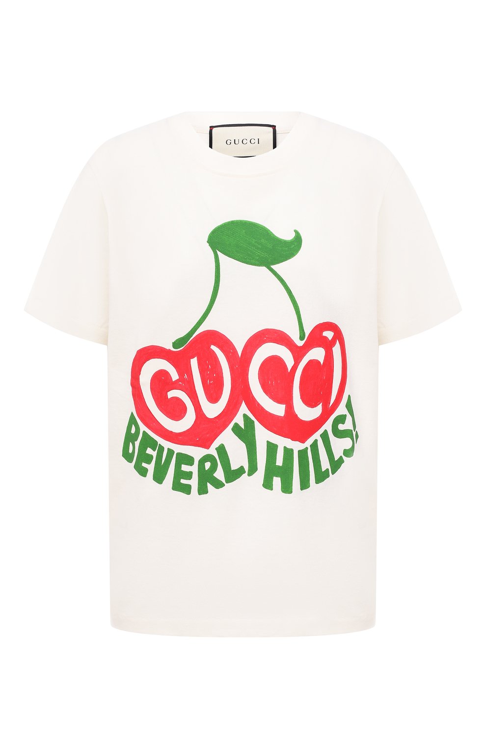 Хлопковая футболка GUCCI белого цвета по цене 50400 руб., арт. 580762/XJCRJ, фото 1 Хлопковая футболка GUCCI, арт. 580762/XJCRJ, фото 1