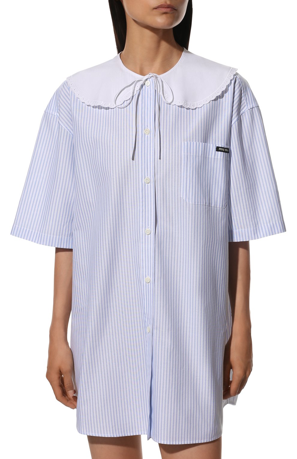 Хлопковое платье MIU MIU голубого цвета по цене 115000 руб., арт. MF4528-10MI-F0012, фото 3 Хлопковое платье MIU MIU, арт. MF4528-10MI-F0012, фото 3