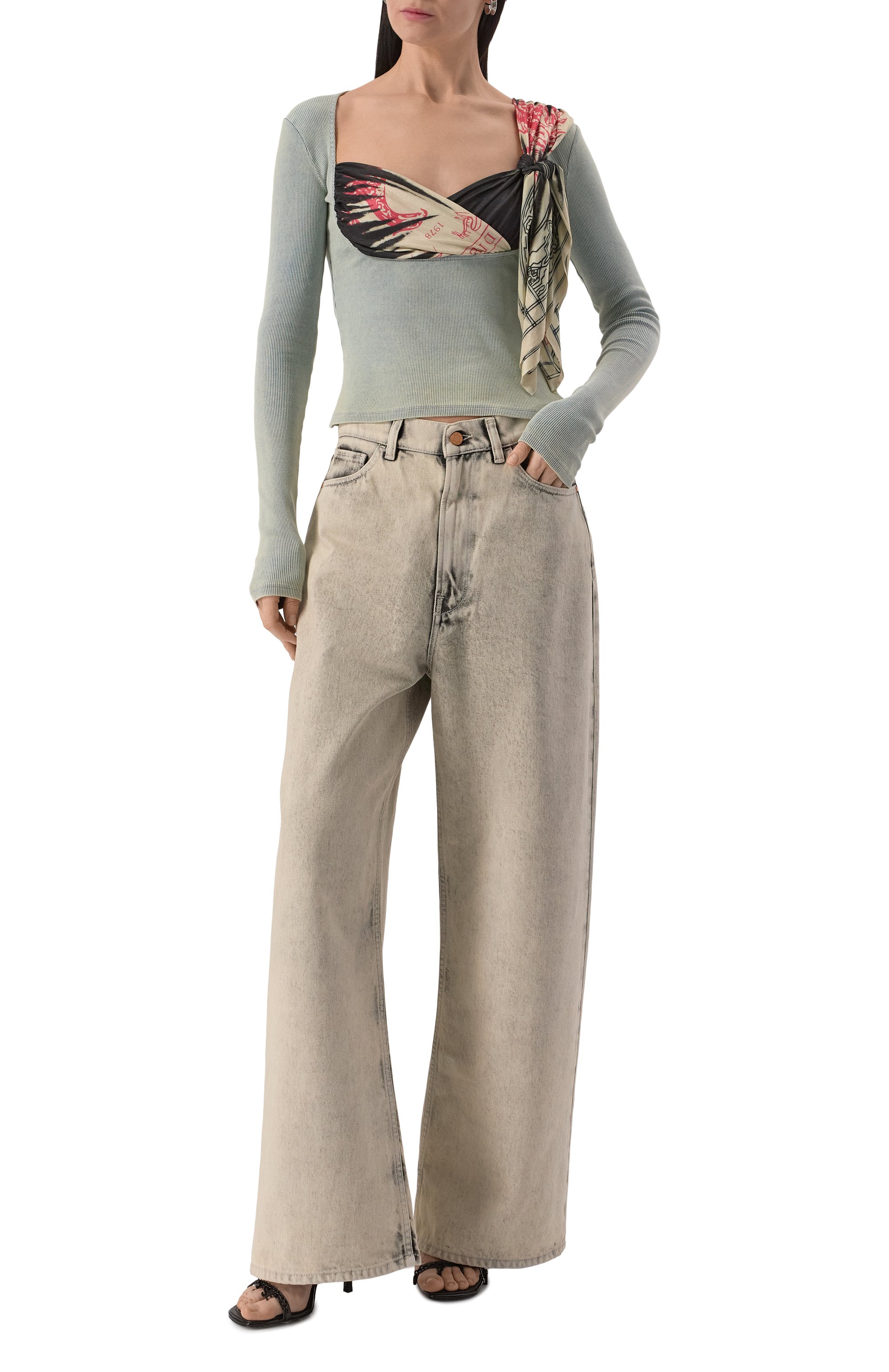 Хлопковый топ DIESEL голубого цвета по цене 33650 руб., арт. A19143/0IKCR, фото 2 Хлопковый топ DIESEL, арт. A19143/0IKCR, фото 2