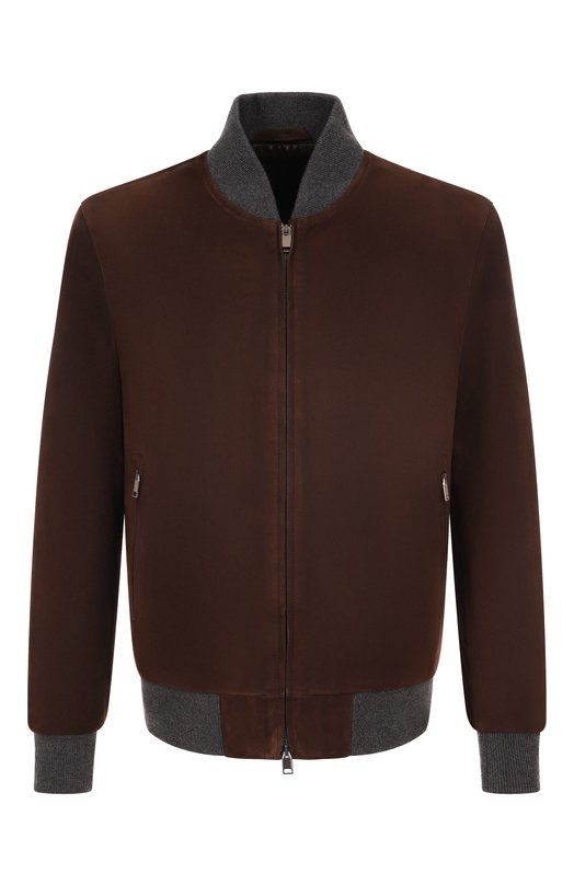 Замшевый бомбер Brioni PLAD0L/PB713 Коричневый PLAD0L/PB713