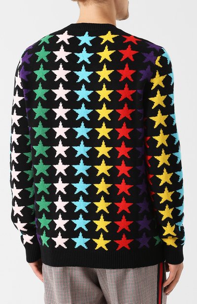 Шерстяной свитер с принтом GUCCI разноцветного цвета по цене 69950 руб., арт. 523016/X9U56, фото 4 Шерстяной свитер с принтом GUCCI, арт. 523016/X9U56, фото 4