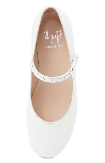 Кожаные балетки IL GUFO белого цвета по цене 23850 руб., арт. G313/VITELL0 NAPPAC0L0RS/31-34, фото 4 Кожаные балетки IL GUFO, арт. G313/VITELL0 NAPPAC0L0RS/31-34, фото 4