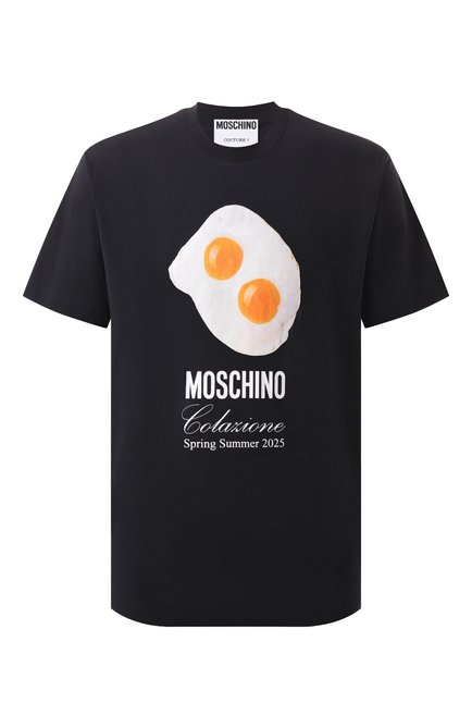 Мужская хлопковая футболка MOSCHINO черного цвета, арт. A0715/0241 | Фото 1 (Длина (для топов): Стандартные; Рукава: Короткие; Драгоценные камни: Проставлено; Материал сплава: Проставлено; Материал внешний: Хлопок)