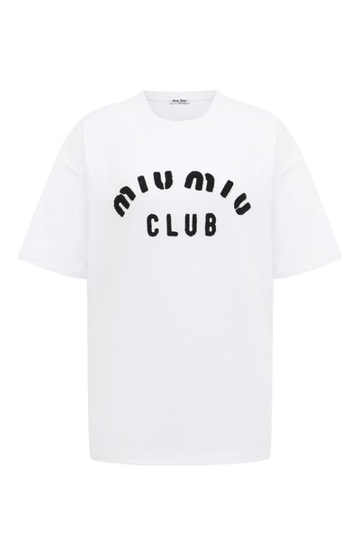 Женская хлопковая футболка MIU MIU, арт. MJN356-1QHT-F0009