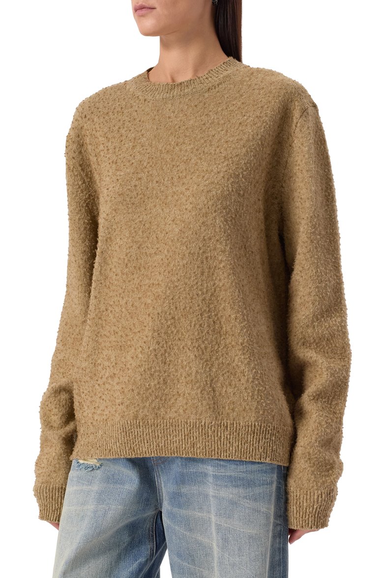 Мужской джемпер из хлопка и шерсти MAISON MARGIELA бежевого цвета, арт. S50HL0033/M13108 | Фото 7 (Материал внешний: Шерсть, Хлопок; Принт: Без принта; Вырез: Круглый; Стили: Кэжуэл; Мужское Кросс-КТ: Джемперы; Женское Кросс-КТ: Пуловер-одежда; Длина (для топов): Стандартные; Автоматизация ТО: Проставлено; Рукава: Длинные; Автоматизация состава: Проставлено; Детали: Без декора)