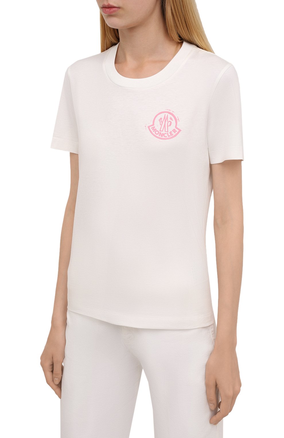Хлопковая футболка MONCLER молочного цвета по цене 22550 руб., арт. G2-093-8C000-16-829FB, фото 3 Хлопковая футболка MONCLER, арт. G2-093-8C000-16-829FB, фото 3