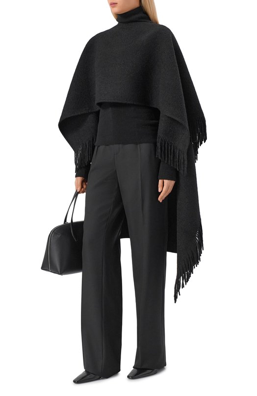 Шерстяное пончо TOTEME 254-WSC0132-FB0471 Чёрный  254-WSC0132-FB0471 Фото 2