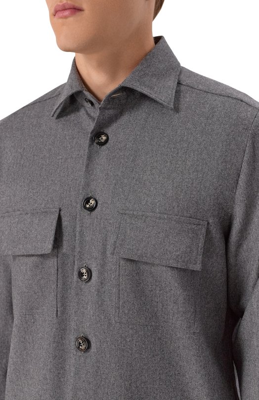 Шерстяная рубашка Kiton UMC016K0124G02 Серый  UMC016K0124G02 Фото 5