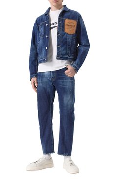 Мужская джинсовая куртка DSQUARED2 синего цвета, арт. S74AM1561/S30664 | Фото 2 (Длина (верхняя одежда): Короткие; Рукава: Длинные; Кросс-КТ: Деним, Легкие; Стили: Кэжуэл; Материал внешний: Деним, Хлопок)